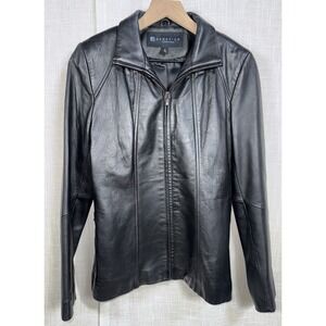 Vtg Kenneth Cole Reaction Women's S Black Genuine Soft Leather Y2K 90s Jacket